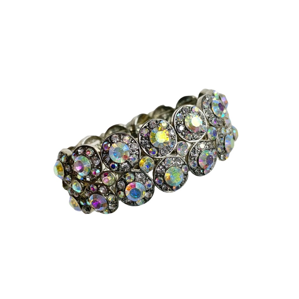 Gorgeous Crystal Rhinestone Iridescent Stretch Bracelet Like New